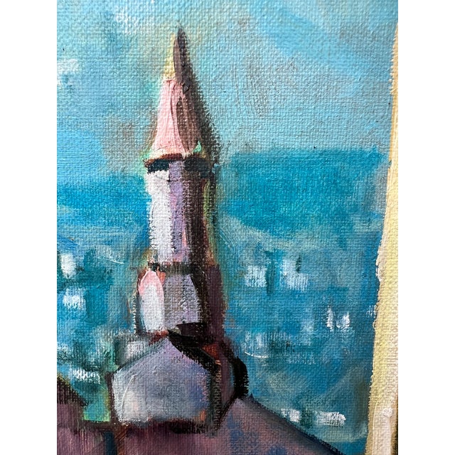 Framed European Mountain Village Oil Painting, Signed "Kyung" For Sale - Image 9 of 15