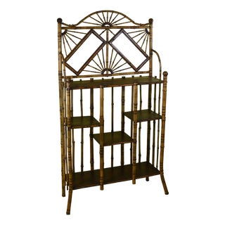 Burnt Bamboo British Colonial Mirrored Shelf For Sale