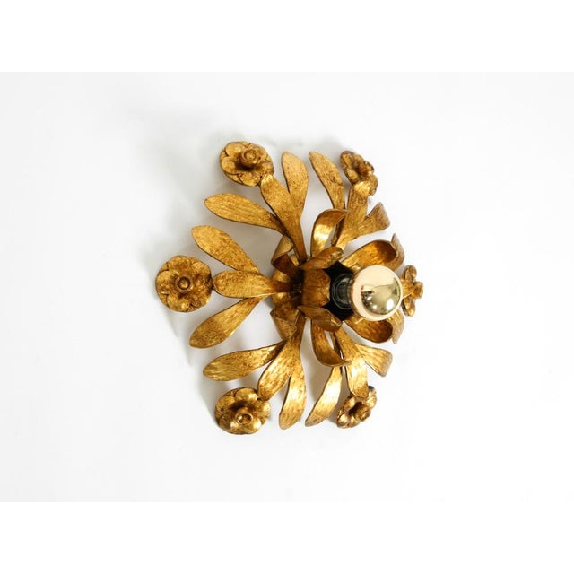 Metal Brutalist Florentine Gold-Plated Iron Ceiling Lamp, 1960s For Sale - Image 7 of 18