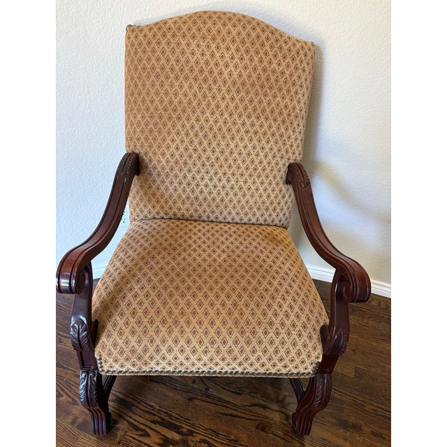 Make an elegant statement with this grand Thomasville Bergère-style library armchair, beautifully crafted in richly...