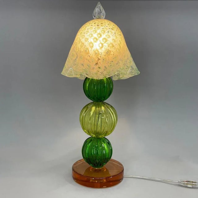 Rare, vintage hand-made table Muarno glass lamp from Verona (Italy). It is a beautiful piece of lighting from the 1990's....