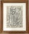 Dutch Artist, Expressive Cat with Kittens, Pencil Drawing, 1966, Framed For Sale