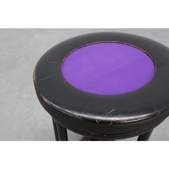Black Art Deco Black and Purple Adjustable Velvet Piano Stool, Belgium, 1910 For Sale - Image 8 of 11