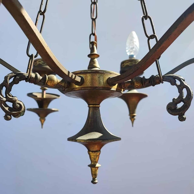 Descrizione Articolo: lampadario a sei braccia in metallo vintage Altezza: 80 Larghezza: 53...