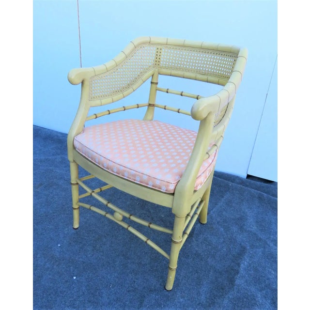 Mid 20th Century Mid 20th Century Regency Faux Bamboo Yellow Chair For Sale - Image 5 of 8