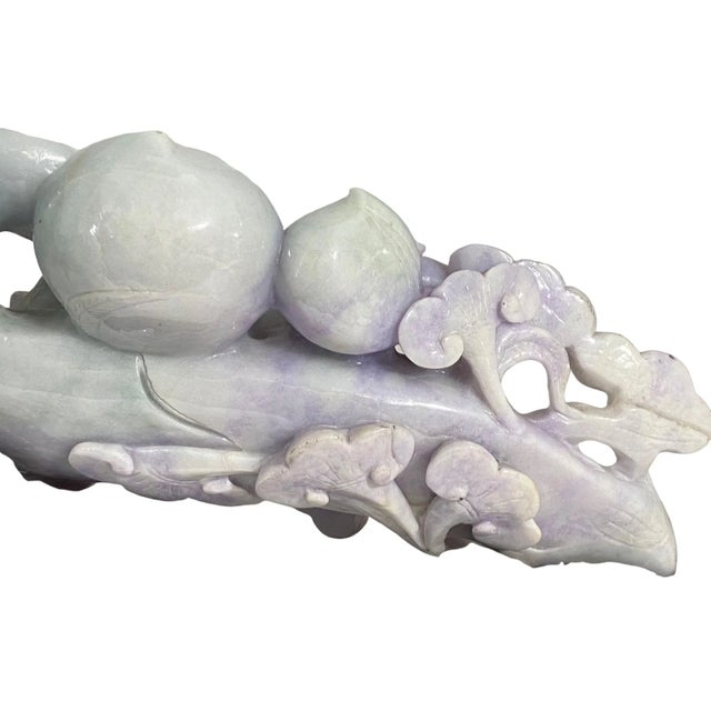 Large Chinoiserie Jadeite Jade Lingzhi With Peach and Flowers 11.75" W. For Sale - Image 12 of 13