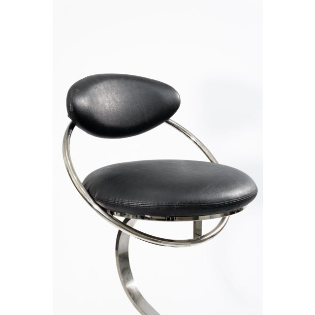 Design Institute of America Black Leather & Chrome Hightop Barstools For Sale In Detroit - Image 6 of 9