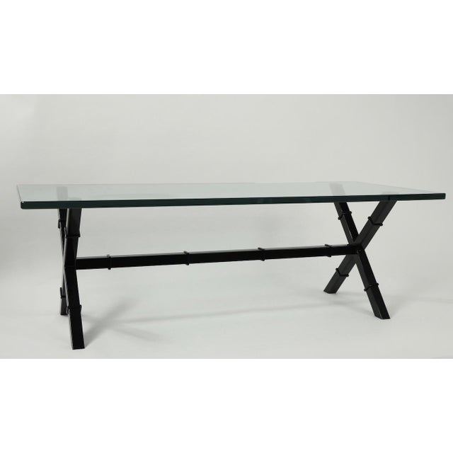 Metal 1970s Glass Top X Base Coffee Table For Sale - Image 7 of 12