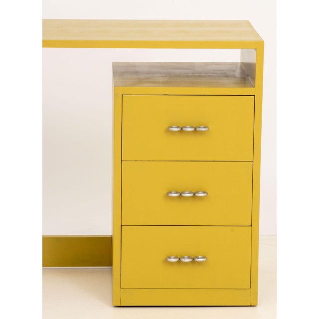 Modern Martin Feinman for Winchendon Multiplex Modern Mustard Yellow Painted Wood Desk For Sale - Image 3 of 8