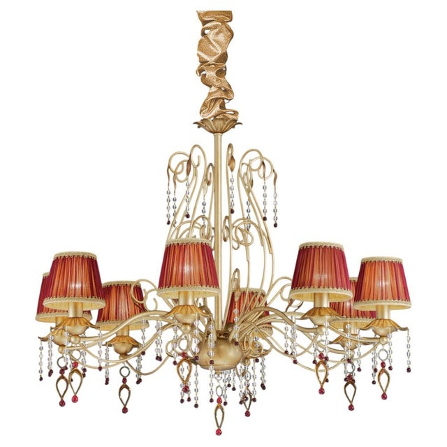 Fenice Gold 8 Lights Chandelier in Montecarlo Gold and Cut Glass by Aggiolight For Sale - Image 10 of 10