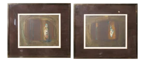 Frances Nail Contemporary Brown and Blue Serigraphs 1980 - a Pair