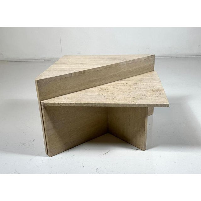 Low Triangular Travertine Table, 1970s For Sale - Image 3 of 5