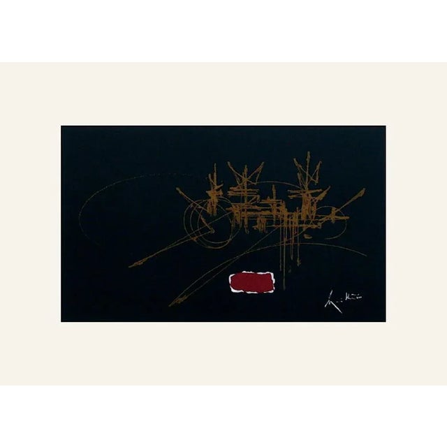 Georges MATHIEU COMPOSITION FOND NOIR 1995 screenprint on white Bristol board signed in the plate printed by : Graficaza...