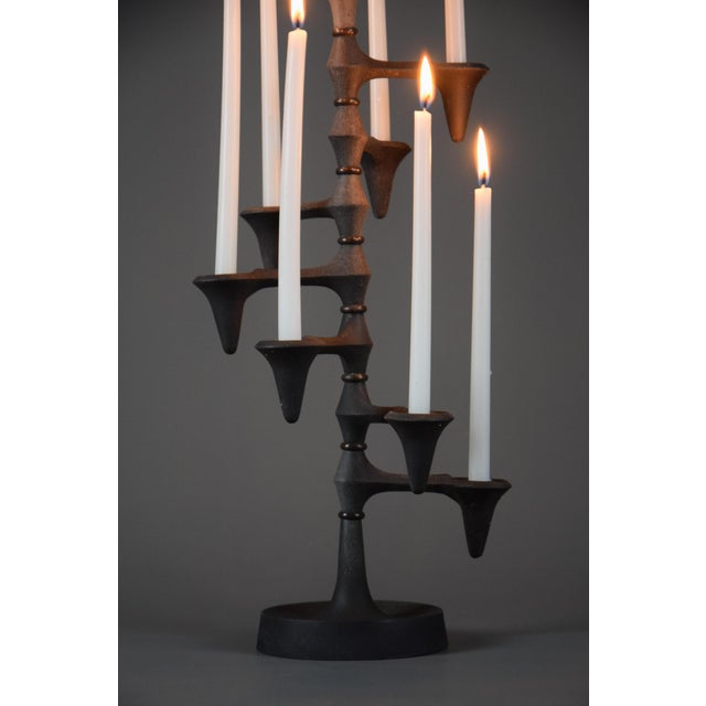 Mid-Century Modern Danish Wrought Iron Adjustable Candleholder by Jens Quistgaard for Dansk, 1960 For Sale - Image 3 of 11