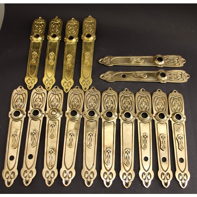 Gold Antique Brass Door Fittings, 1890s, Set of 16 For Sale - Image 8 of 8