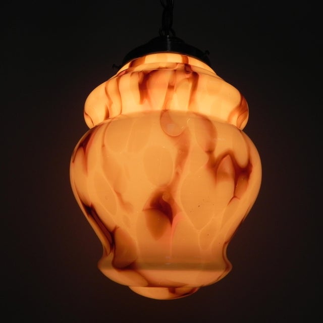 Art Deco Hanging Lamp in Brass and Glass, 1930s For Sale - Image 16 of 18