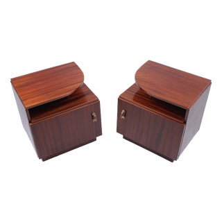Art Deco Dark Wood Nightstands, 1940s, Set of 2 For Sale