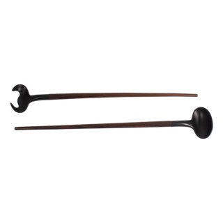 Mid-Century Teak and Melamine Salad Servers For Sale
