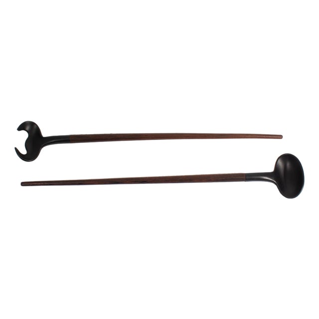 Mid-Century Teak and Melamine Salad Servers For Sale