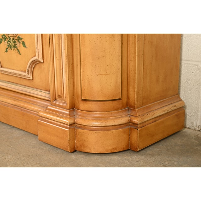 Cream Henredon French Regency Louis XVI Hand Painted Console or Bar Cabinet For Sale - Image 8 of 13