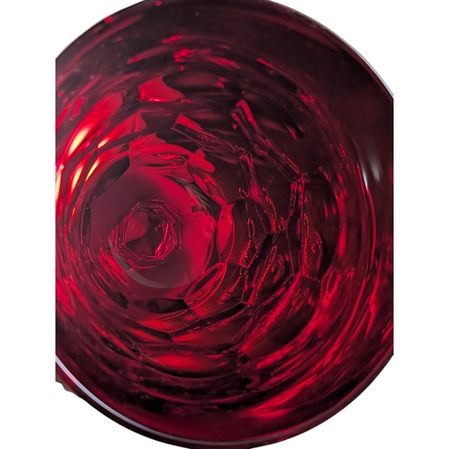 Mid-Century Modern 1960's Viking Glass Ruby Red Lidded Georgian Candy Dish 9.25" For Sale - Image 3 of 7