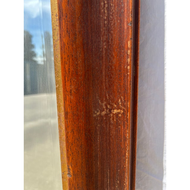 Italian Walnut Wood & Gold Distressed Floor Mirror For Sale - Image 11 of 13