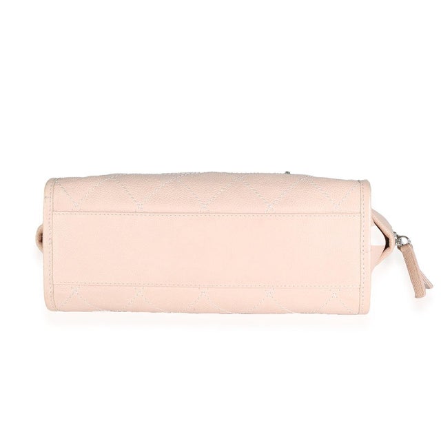 2010s Pink Quilted Caviar Small Deauville Bowling Handbag For Sale - Image 5 of 8