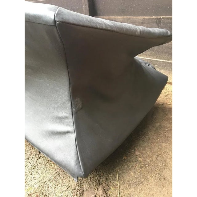 Metal Blue-Grey Leather Sofa from Saporiti Italia, 1980s For Sale - Image 7 of 12