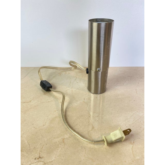 Mid-Century Modern Vintage Mid-Century Modern Brushed Metal Cylinder Accent Uplight Lamp For Sale - Image 3 of 11