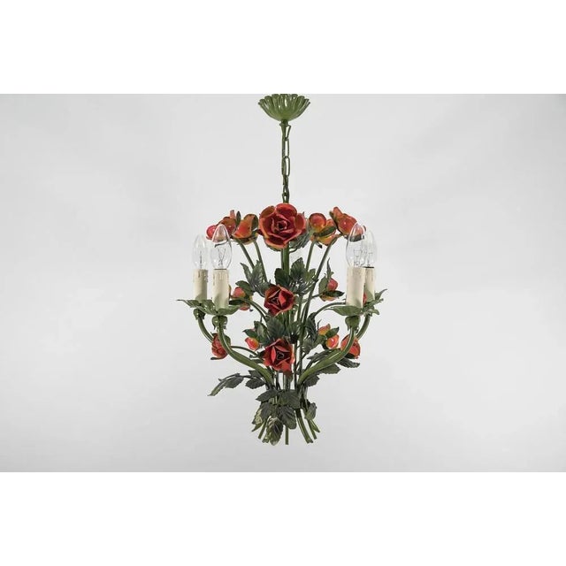 Executed in metal. The lamp needs 5 x e14 / e15 edison screw fit bulb, is wired, in working condition and runs both on 110...