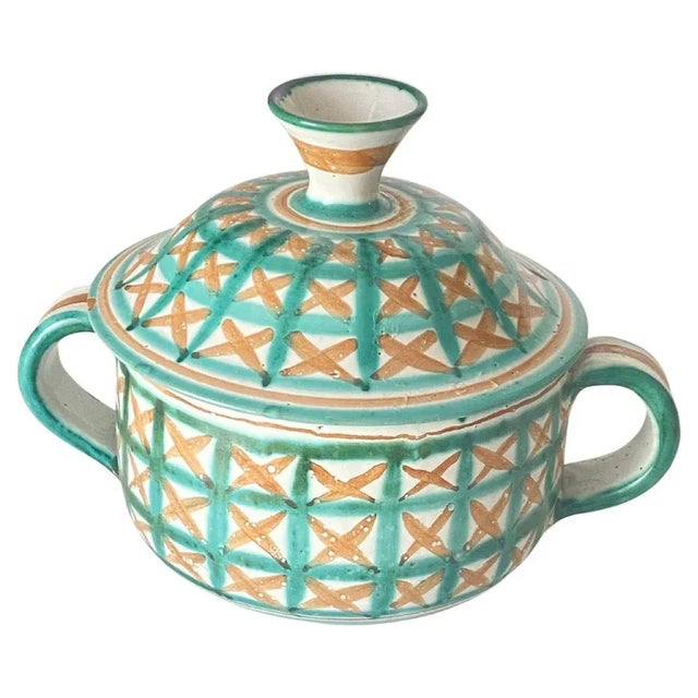 Ceramic with Lid Green and Brown by Robert Picault for Vallauris, France, 1960s For Sale - Image 11 of 11