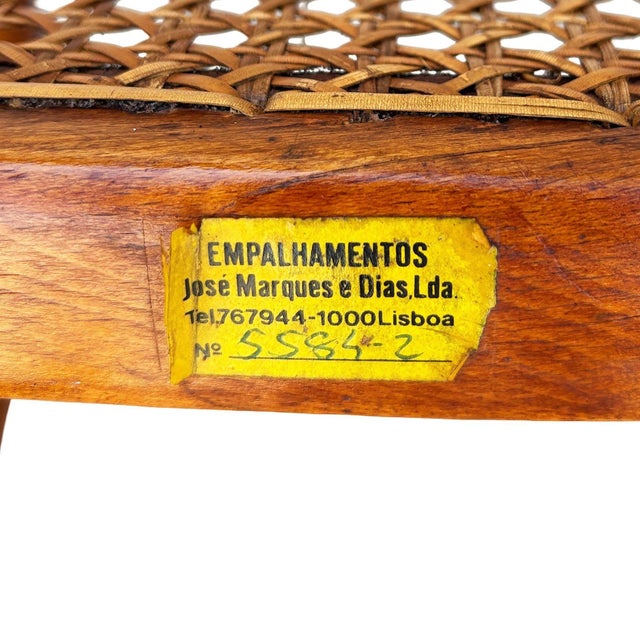 Mid-Century Portuguese Bent Oak & Caine Scrolling Rocking Chair No. 5585 For Sale - Image 11 of 11
