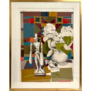 Mary Ingebrand-Pohlad, Mixed Media Modernist Painting Collage Nantucket Whirligig Americana Folk Art, c.1990's For Sale