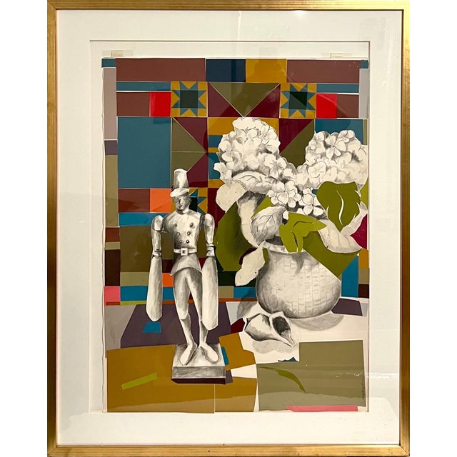 Mary Ingebrand-Pohlad, Mixed Media Modernist Painting Collage Nantucket Whirligig Americana Folk Art, c.1990's For Sale