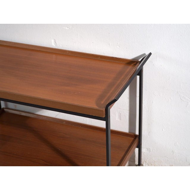Brown Vintage Serving Cart in Wood and Metal, Central Europe, 1960s For Sale - Image 8 of 10