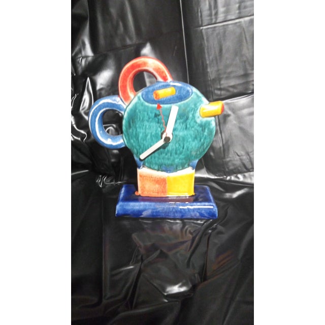 Postmodern Benlloch Ceramic Clocks, Manises, Spain, 1990s, Set of 4 For Sale - Image 3 of 7