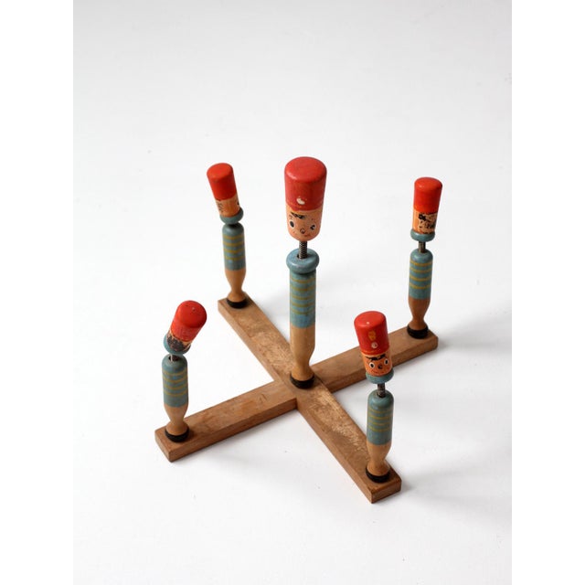 Mid-Century Japanese Wooden Bobblehead Toy Sculpture For Sale - Image 16 of 17