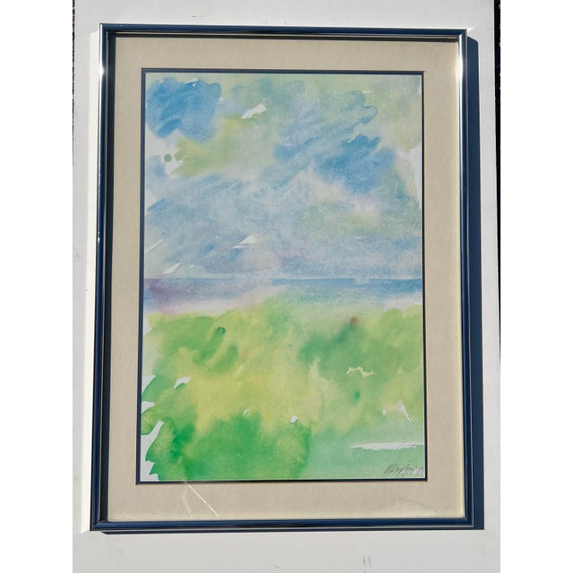 Paint Vintage Ole Kortzau Abstract Watercolor on Paper For Sale - Image 7 of 11