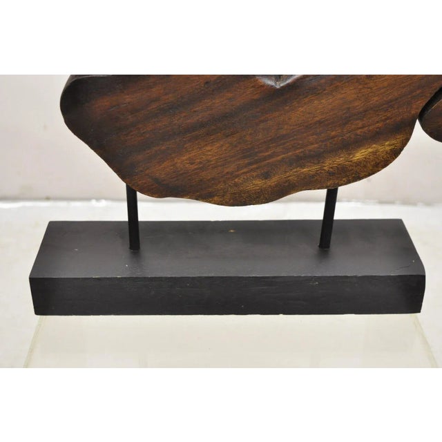 Wood Late 20th Century Organic Abstract Carved Teak Wood Large Modernist Table Sculpture For Sale - Image 7 of 12