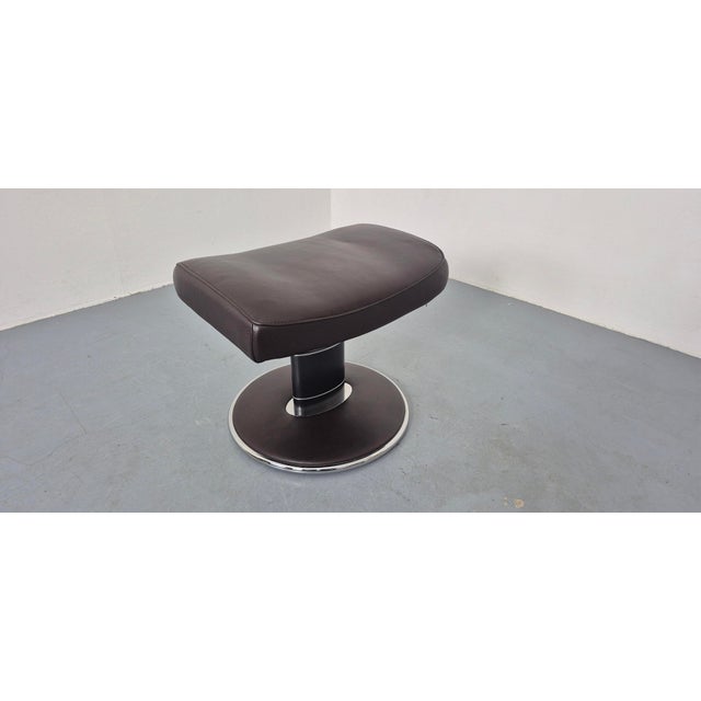 Brown Jazz Leather Ottoman from Stressless Ekornes, Norway, 2000s For Sale - Image 4 of 12