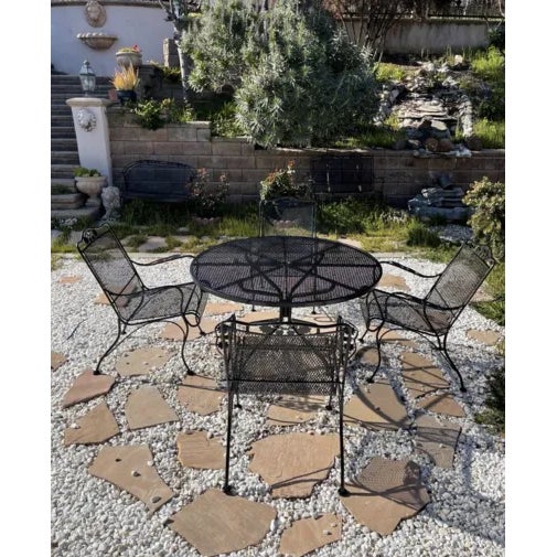 Vintage Daisy Motif Patio Table & 4 Chairs For Sale In San Francisco - Image 6 of 11