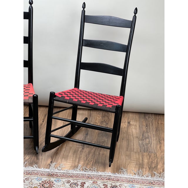 1980s Vintage Pair of Mt. Lebanon Shaker No. 2 Tape Seat Rockers | Chairish
