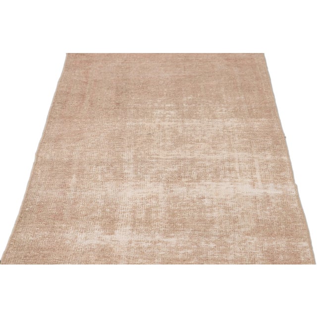 Turkish Vintage Turkish Beige Handmade Distressed Wool Runner For Sale - Image 3 of 9