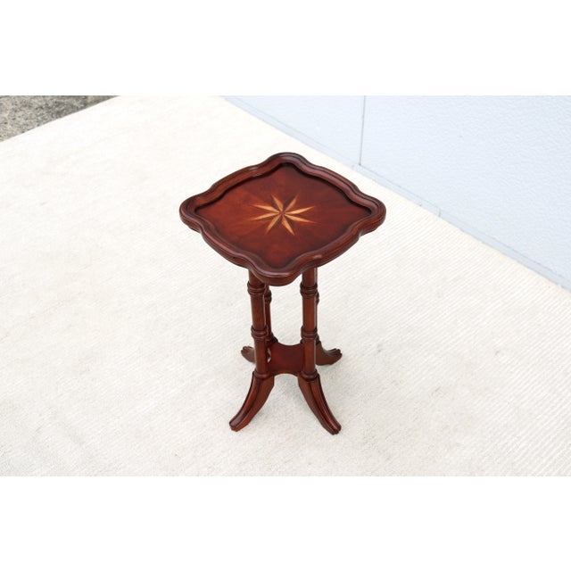 Brown Vintage Traditional Colonial Revival Small Accent Table in Cherry and Rubberwood For Sale - Image 8 of 15