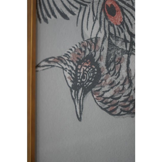 Pair Gold Framed Modern Design Peacock Prints For Sale In Philadelphia - Image 6 of 13