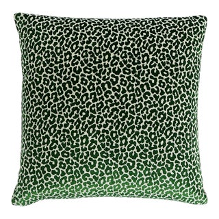 Schumacher X Timothy Corrigan Madeleine Velvet 20" Pillow in Emerald For Sale