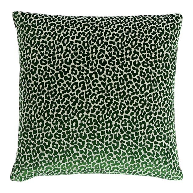 Schumacher X Timothy Corrigan Madeleine Velvet 20" Pillow in Emerald For Sale