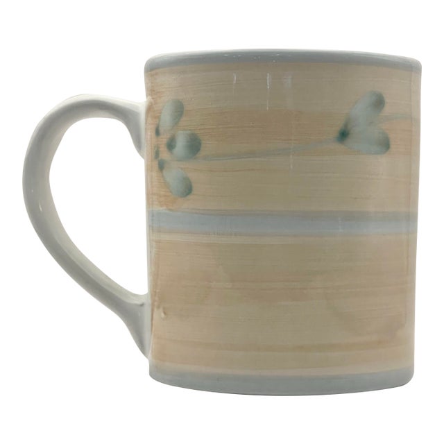 1980s Peach Floral Coffee Mug For Sale