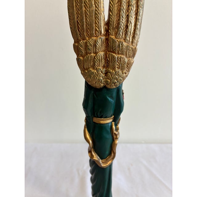Vintage Carved Angel Figurine With Gold Feathered Wings and Painted Floral Bouquet For Sale - Image 12 of 12