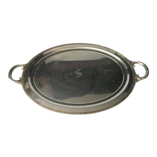 Vintage Monogrammed Silverplate Serving Tray For Sale